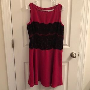 Red dress with black lace